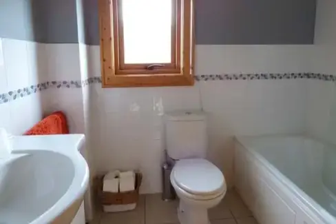 Family bathroom at Ty Pren Pet-Friendly Log Cabin, South Wales , Pembrokeshire