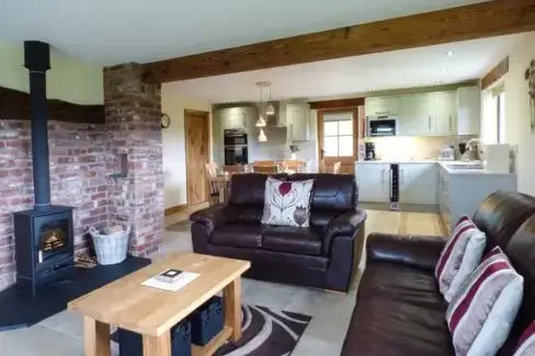 Open plan living area at Tyn Y Celyn Uchaf, Denbighshire