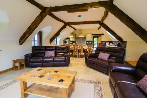 Open plan living area at Tyn Y Celyn Isaf, Denbighshire