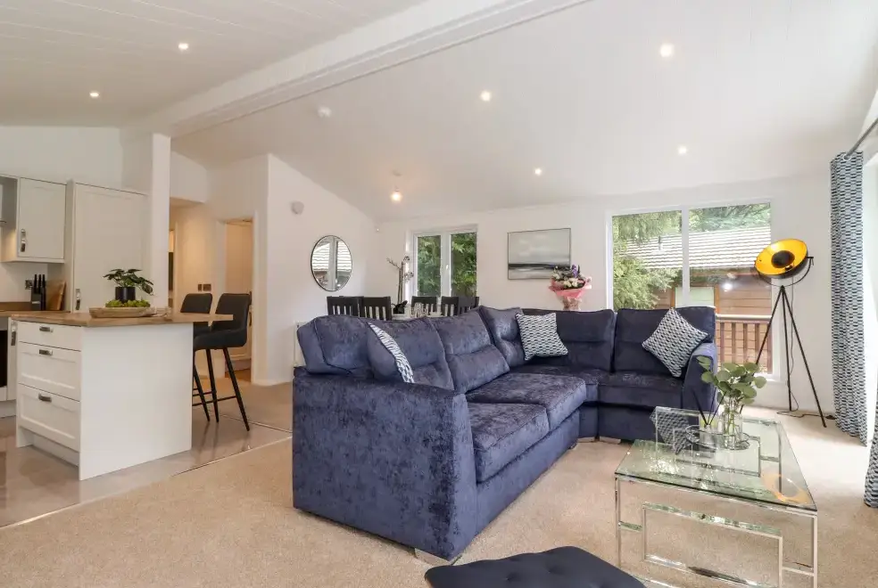 Open plan living area at Unique Luxury Lodge