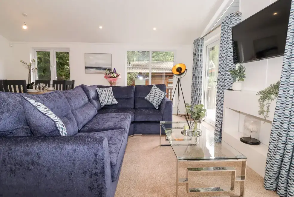 Open plan living area at Unique Luxury Lodge