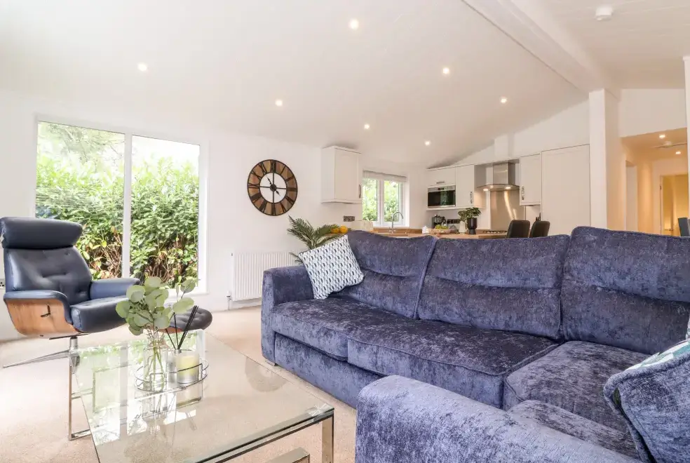 Open plan living area at Unique Luxury Lodge