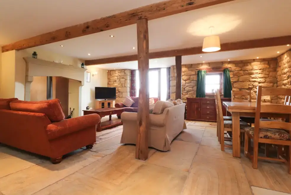Open plan living area at Usherwoods Barn, Forest of Bowland