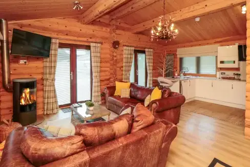 Open plan living area at Wainstones Lodge 2, North Yorkshire