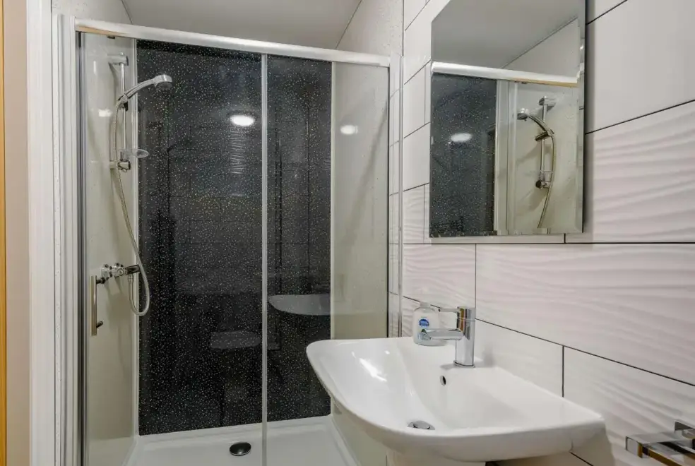 Shower room at Westertonhill Holiday Lodge 2