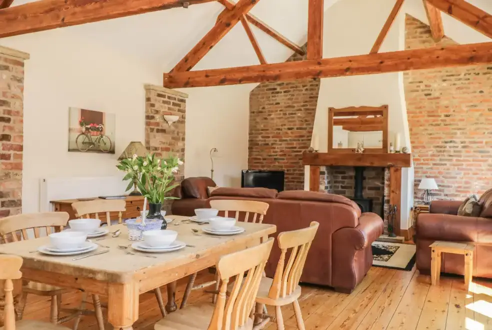 Open plan living area at Wheelhouse Barn near the North York Moors