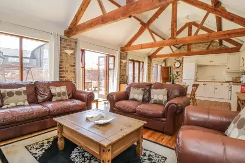 Open plan living area at Wheelhouse Barn near the North York Moors, North Yorkshire