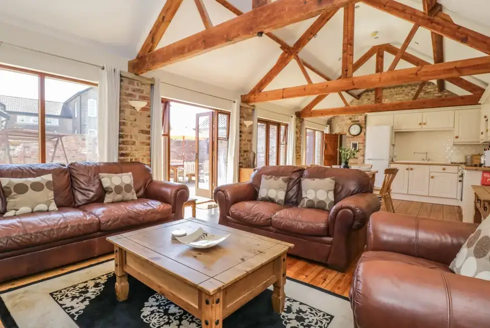 Open plan living area at Wheelhouse Barn near the North York Moors