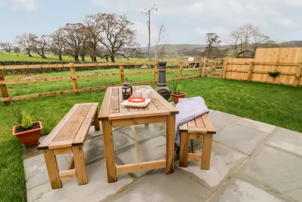 Patio area at Whernside Lodge