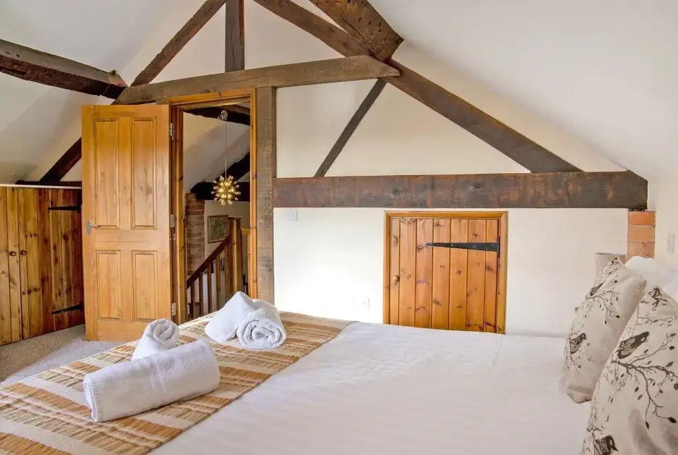 Bedroom at William's Hayloft with Swimming Pool, Sports Court & Toddler Play Area