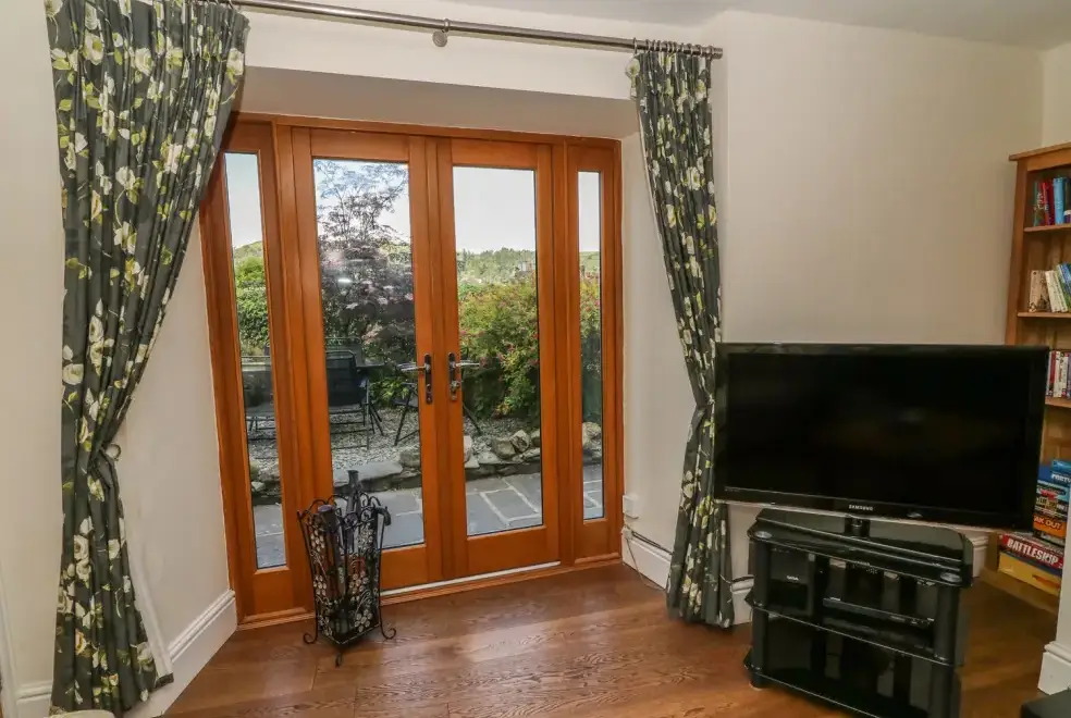 Patio area at Woodbine Family Cottage, Cumbria and the Lake District 