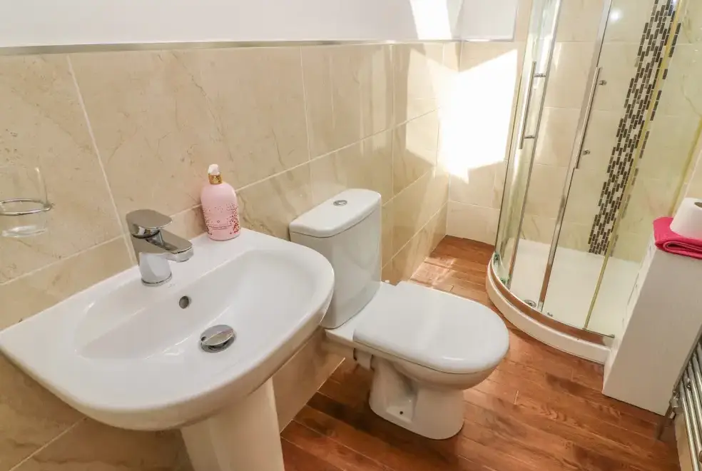 Shower room at Woodbine Family Cottage, Cumbria and the Lake District 
