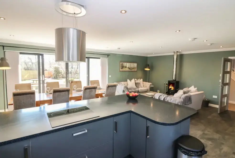 Open plan living area at Woodend Croft