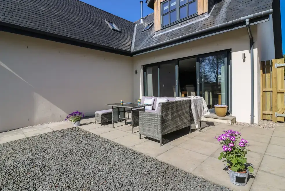 Patio area at Woodend Croft