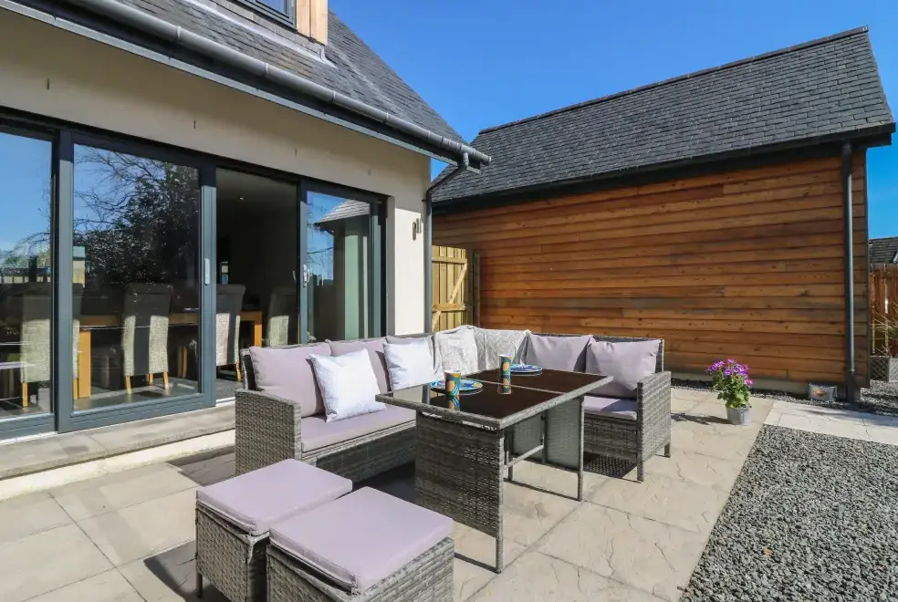 Patio area at Woodend Croft