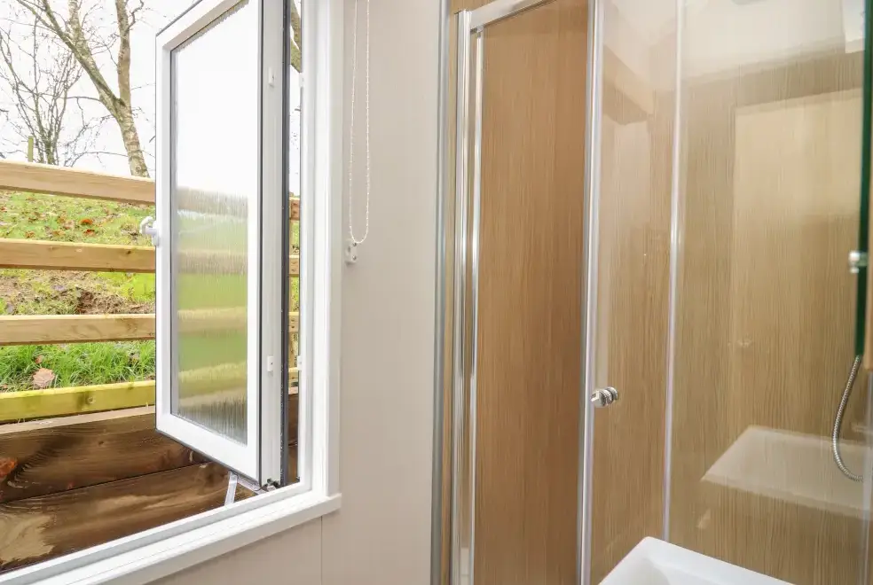 Shower room at Woodland Escape