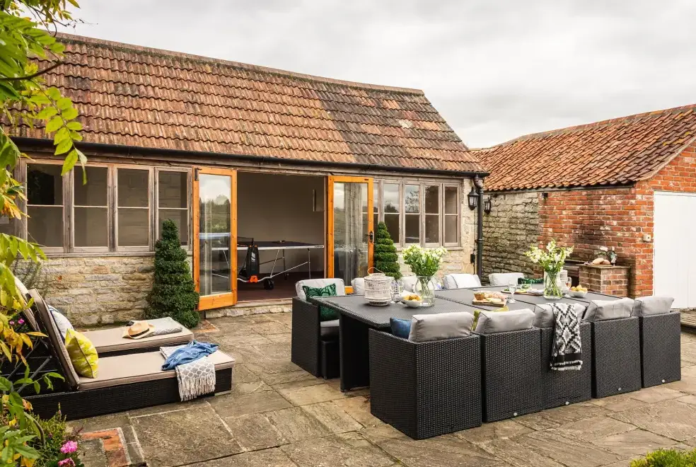 Patio area at Woodlands Farmhouse 