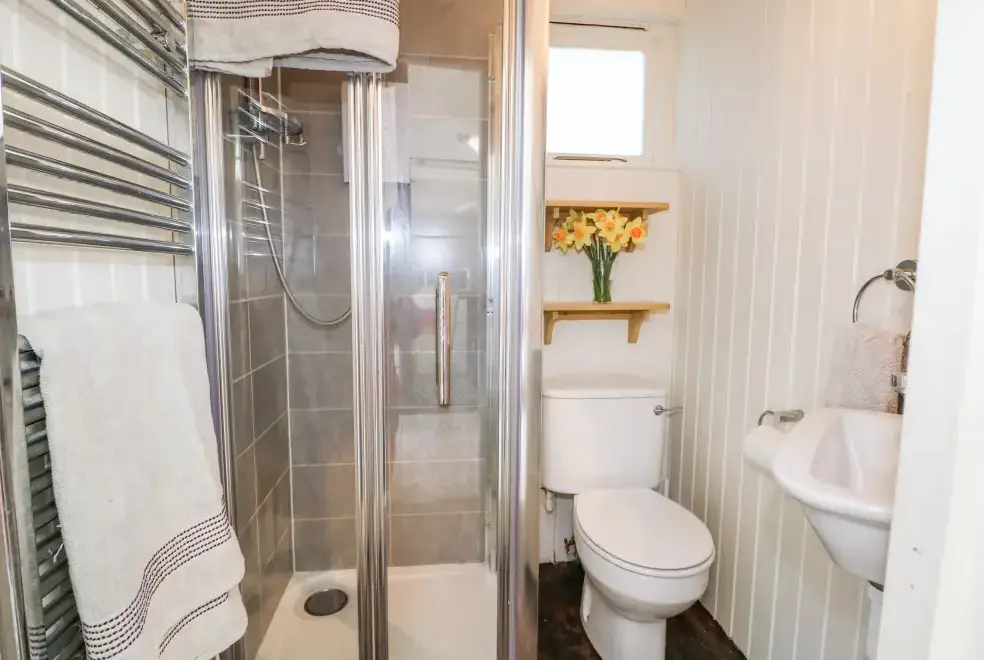 Shower room at Woodmancote Holiday Lodge
