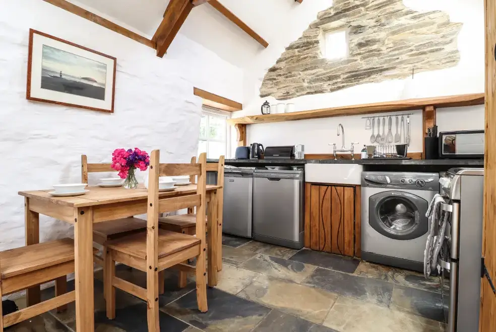 Farmhouse style kitchen at Y Felin at Coed Cadw