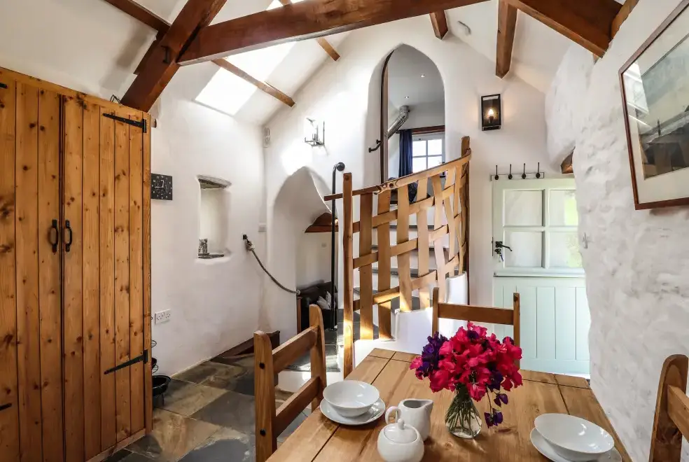 Farmhouse style kitchen at Y Felin at Coed Cadw