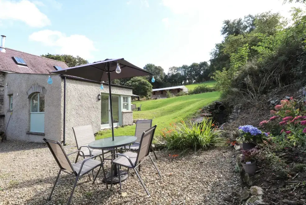 Garden furniture at Y Felin at Coed Cadw