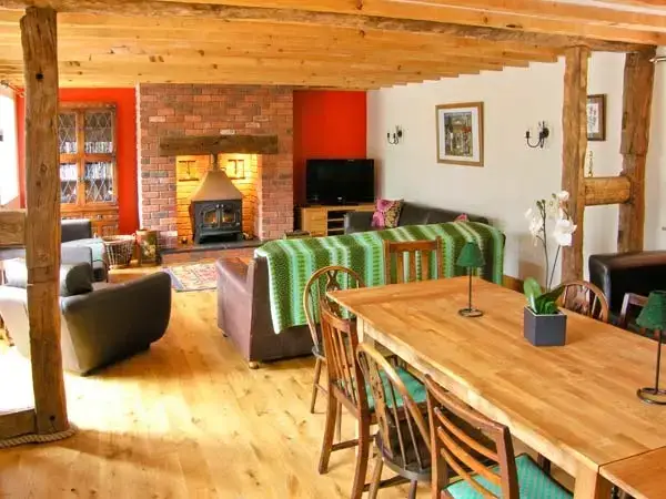 Open plan living area at Y Sgubor Holiday Barn
