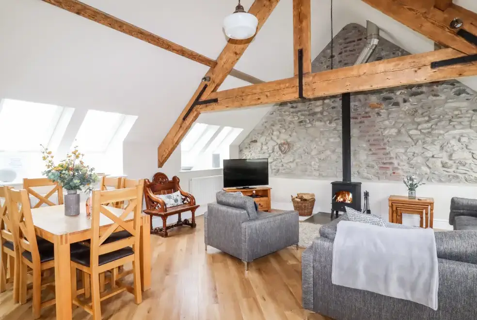 Open plan living area at Yr Hen Festri Unique Holiday House