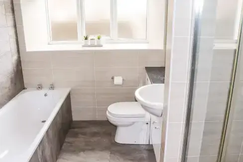 Family bathroom at Yr Hen Festri Unique Holiday House, Gwynedd