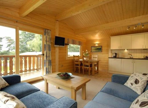 Inside a holiday log cabin on the south coast