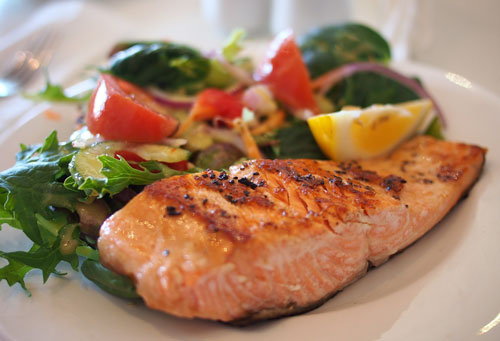 salmon on the menu in Peebles Scotland