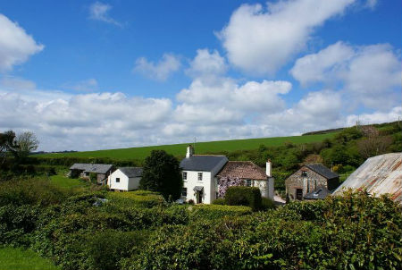Dittiscombe cottages in tranquil valley